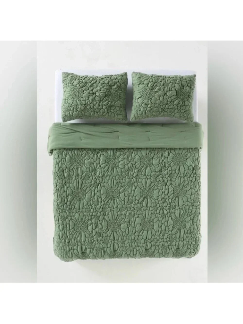 Anthropologie Dahlia Cotton Jersey Floral Quilt King Sage Boho Chic Cottagecore